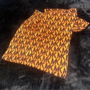 Michael Kors Vibrant Orange and Black Logo Scarf Infinity Scarf